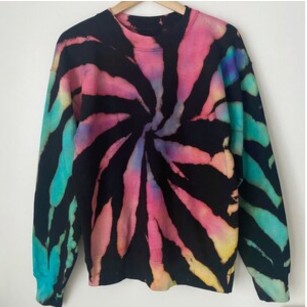 Unisex Tie Dye Crewneck Sweater- Size : Medium